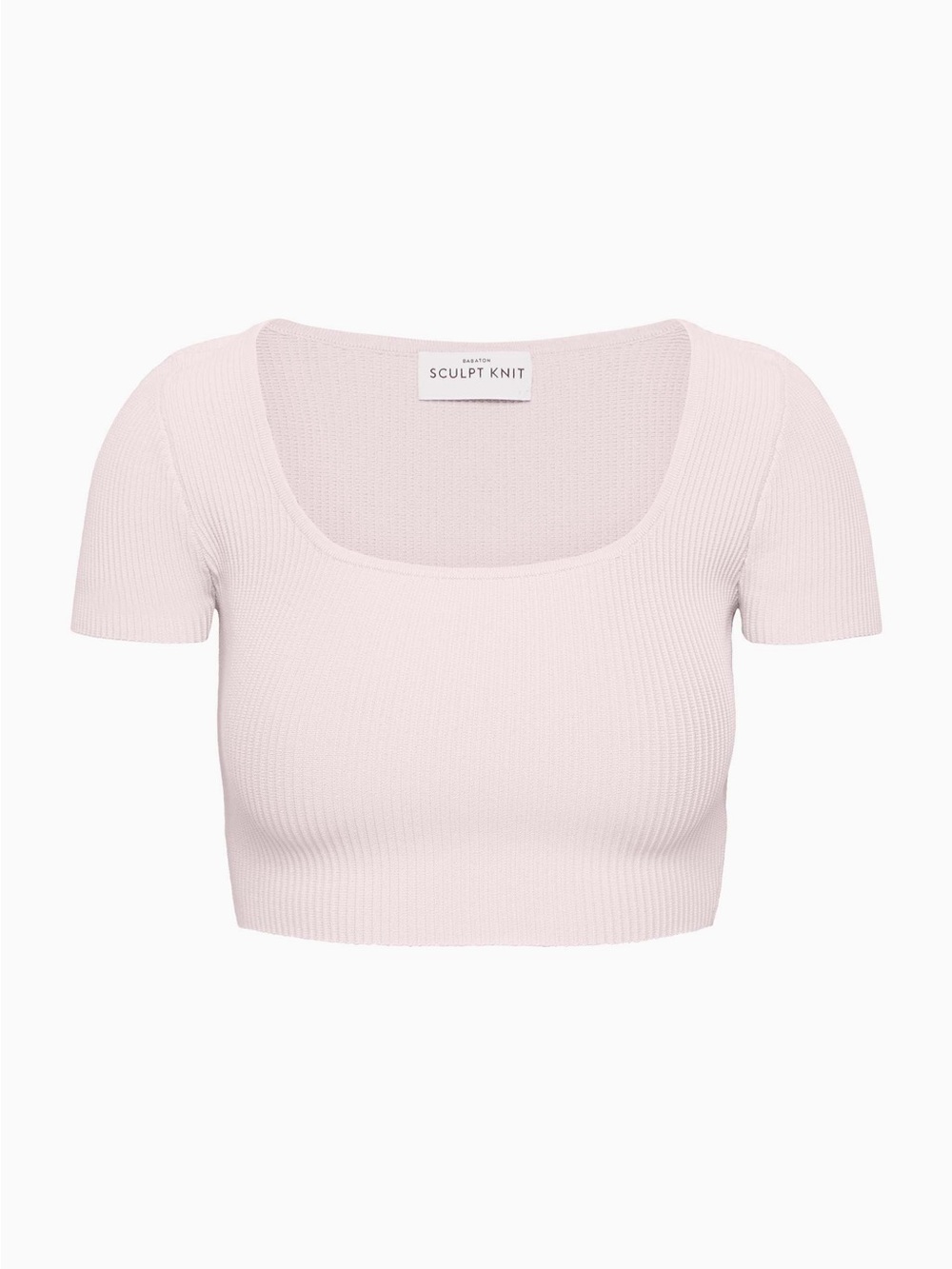 Aritzia Babaton Light Pink Sculpt Knit Square-Neck Crop Top - size medium